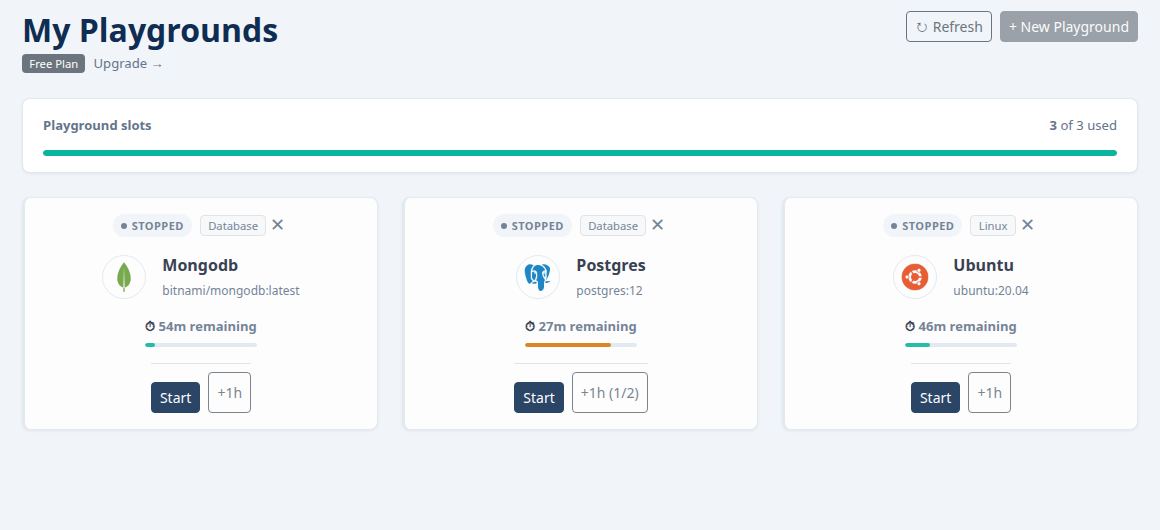 Manage your playgrounds